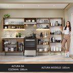 Combo completo de Cocina 293 cm 13 Puertas 1 Cajón con Bacha de Acero Inoxidable Marrón/Negro Emilly Madesa 09