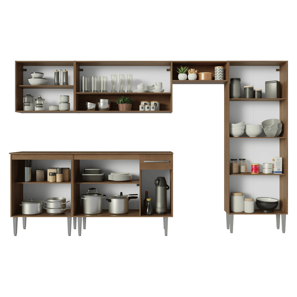 Cocina Compacta 293 cm Emilly Marrón/Gris 011