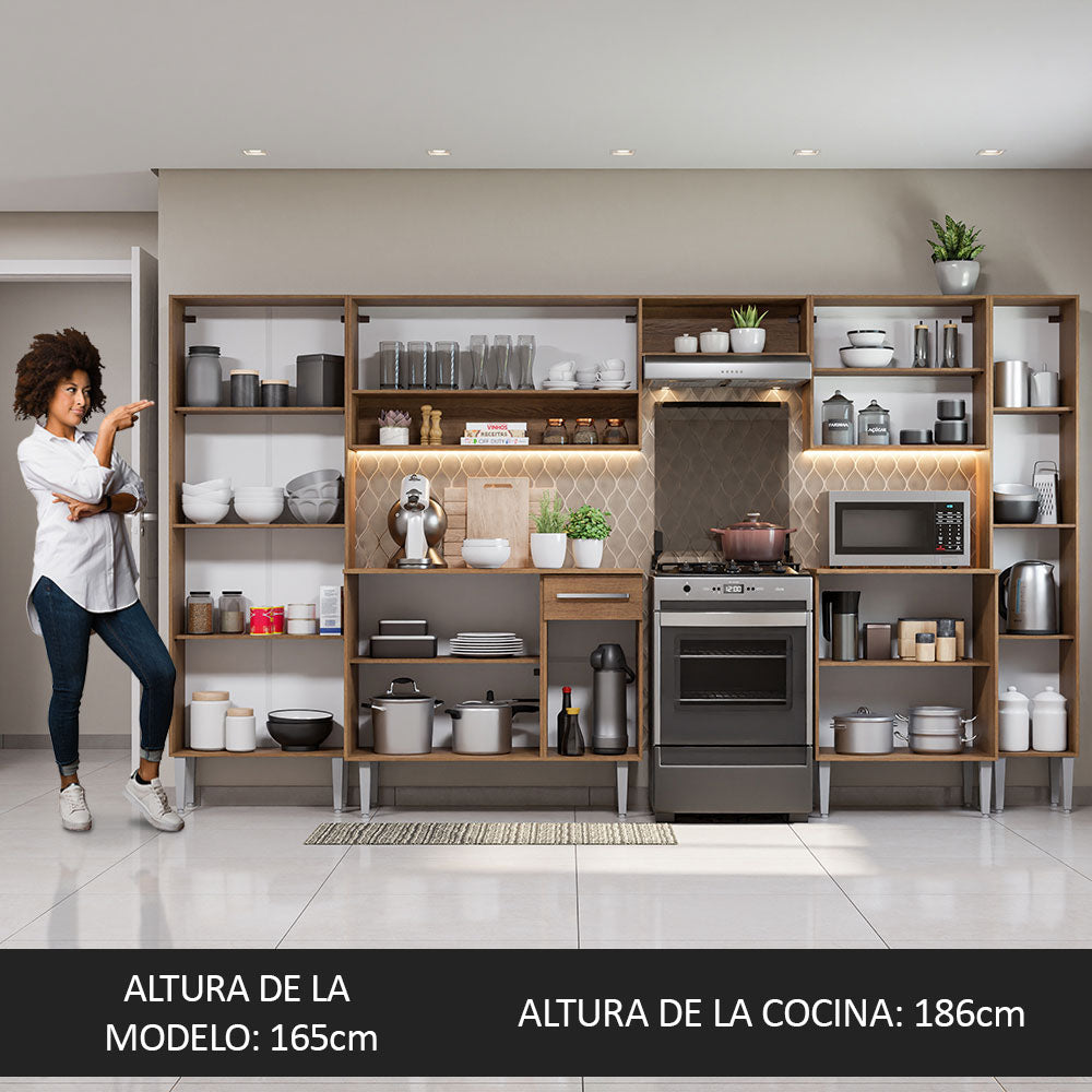 Combo completo de Cocina 325cm Emilly Joy Madesa 01 - Marrón/Negro