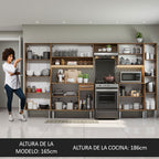 Combo completo de Cocina 325 cm 15 Puertas 1 Cajón Blanco/Marrón Emilly Madesa