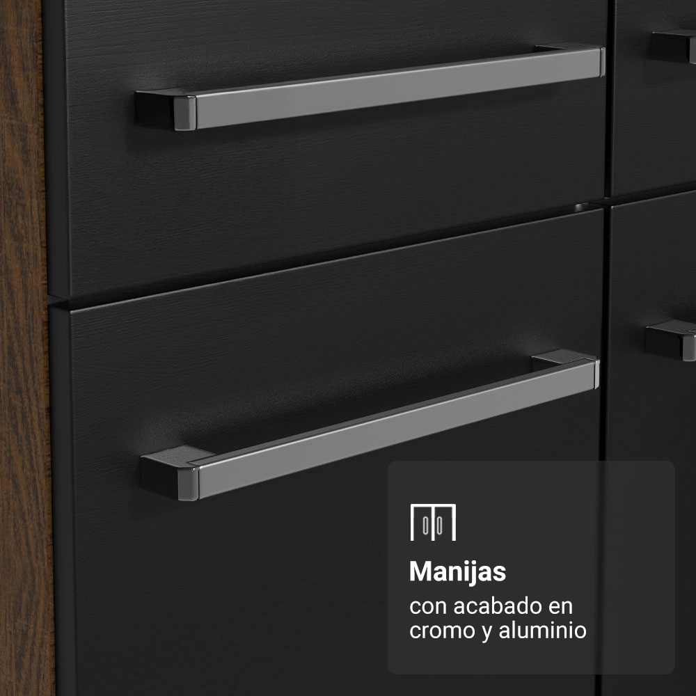 Combo Completo de Cocina 325 cm Negro/Marrón Emilly Joy Madesa
