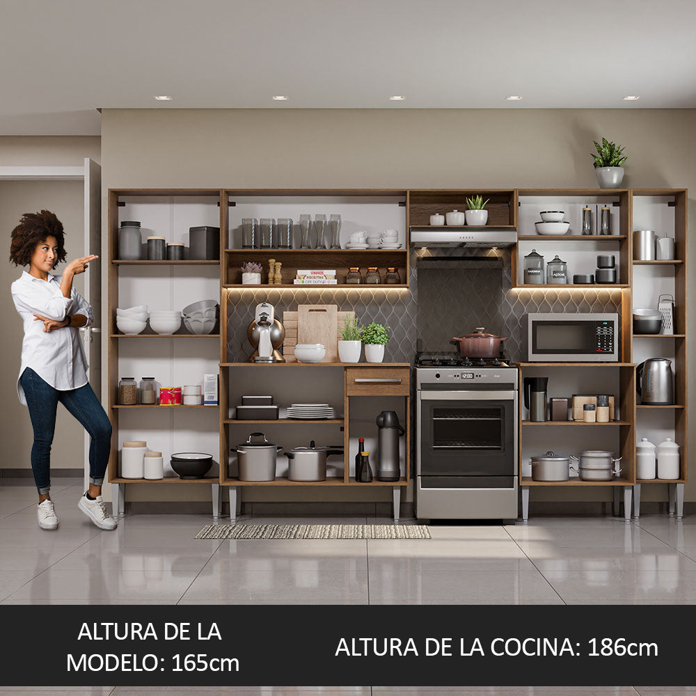 Combo Completo de Cocina 325 cm Gris/Marrón Emilly Joy Madesa 01