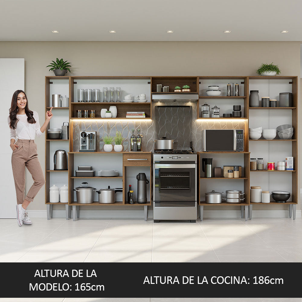 Combo completo de Cocina 325cm Emilly Madesa 02 - Marrón/Negro