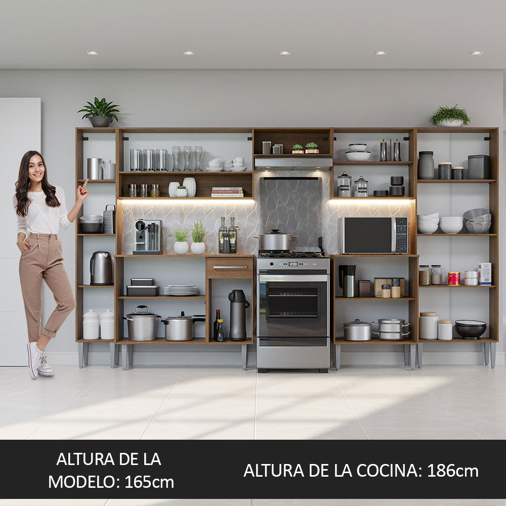 Combo Completo de Cocina 325 cm Marrón/Gris Emilly Madesa 02