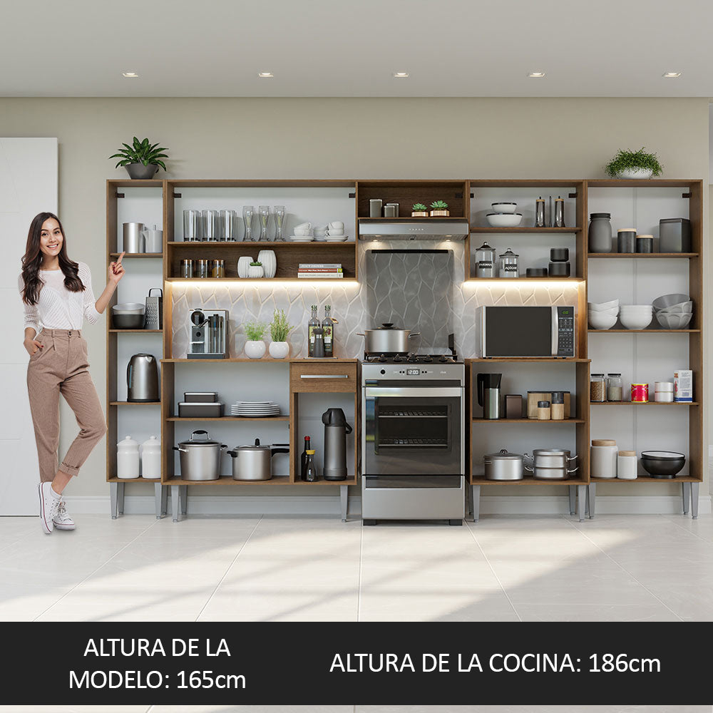 Combo completo de Cocina 325cm Marrón/Blanco Emilly Madesa 02