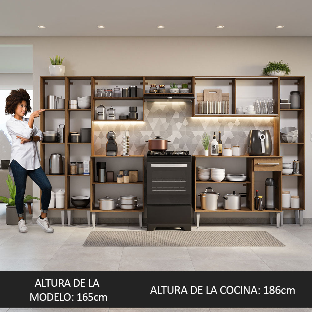 Combo completo de Cocina 325cm Marrón Emilly Madesa 04