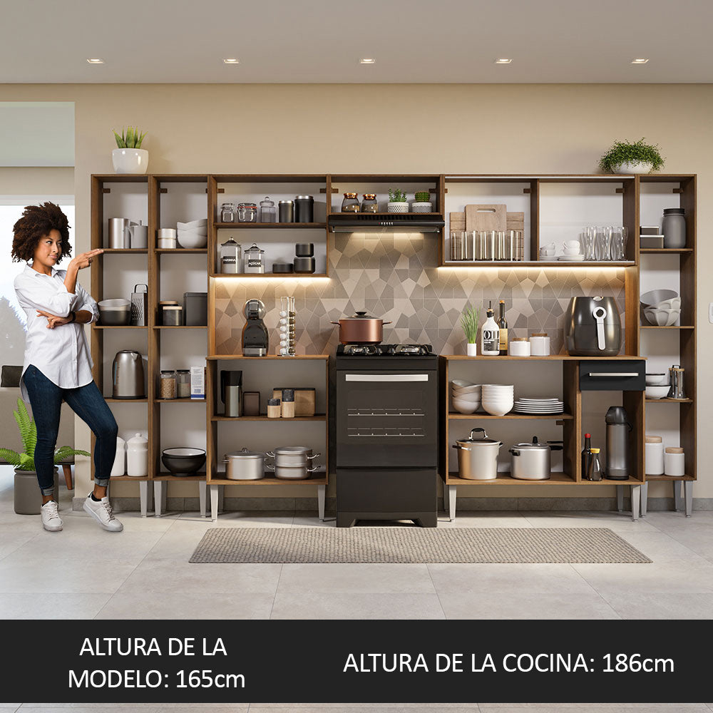 Combo completo de Cocina 325cm Marrón/Negro Emilly Madesa 04