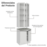 Kit Bajo Mesada con Cristalero Madesa Glamy 70cm MN 01