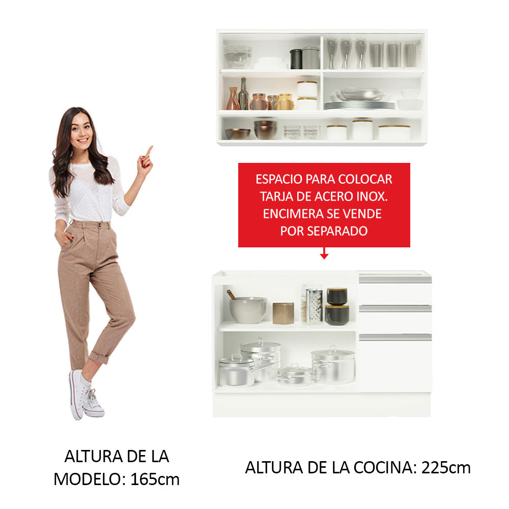 Combo de Cocina Madesa Glamy Sin Mesón De Acero 120 Cm