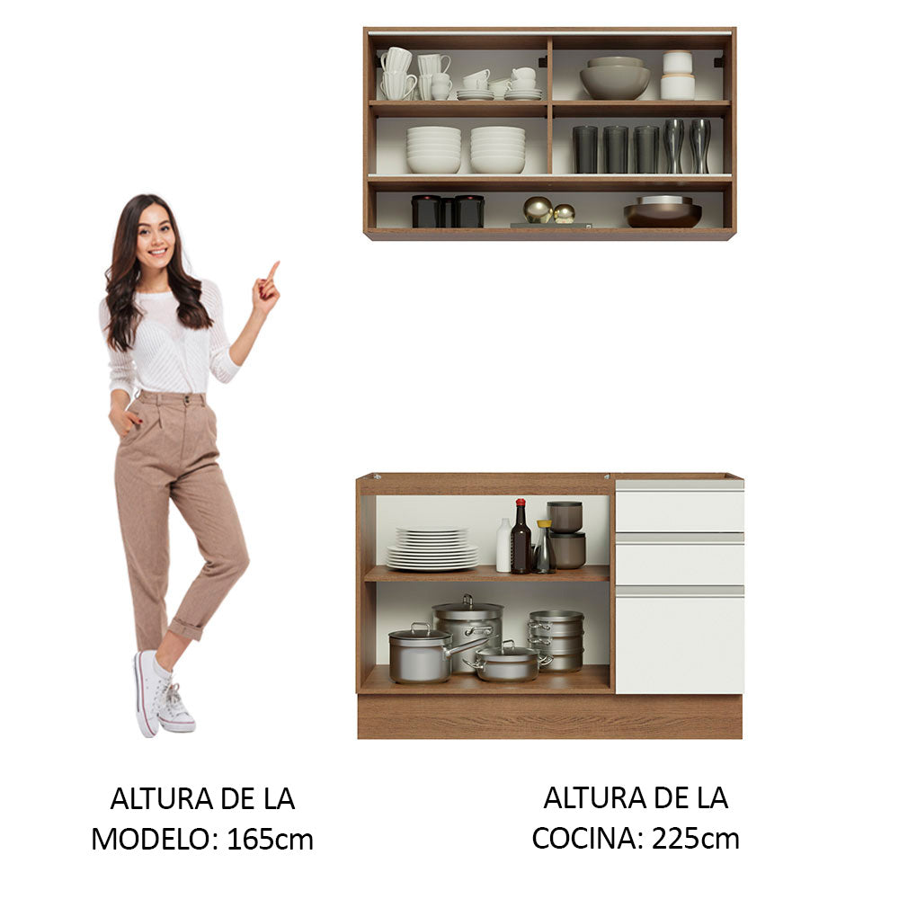 Combo de Cocina 120cm Marrón/Blanco Glamy Madesa 02