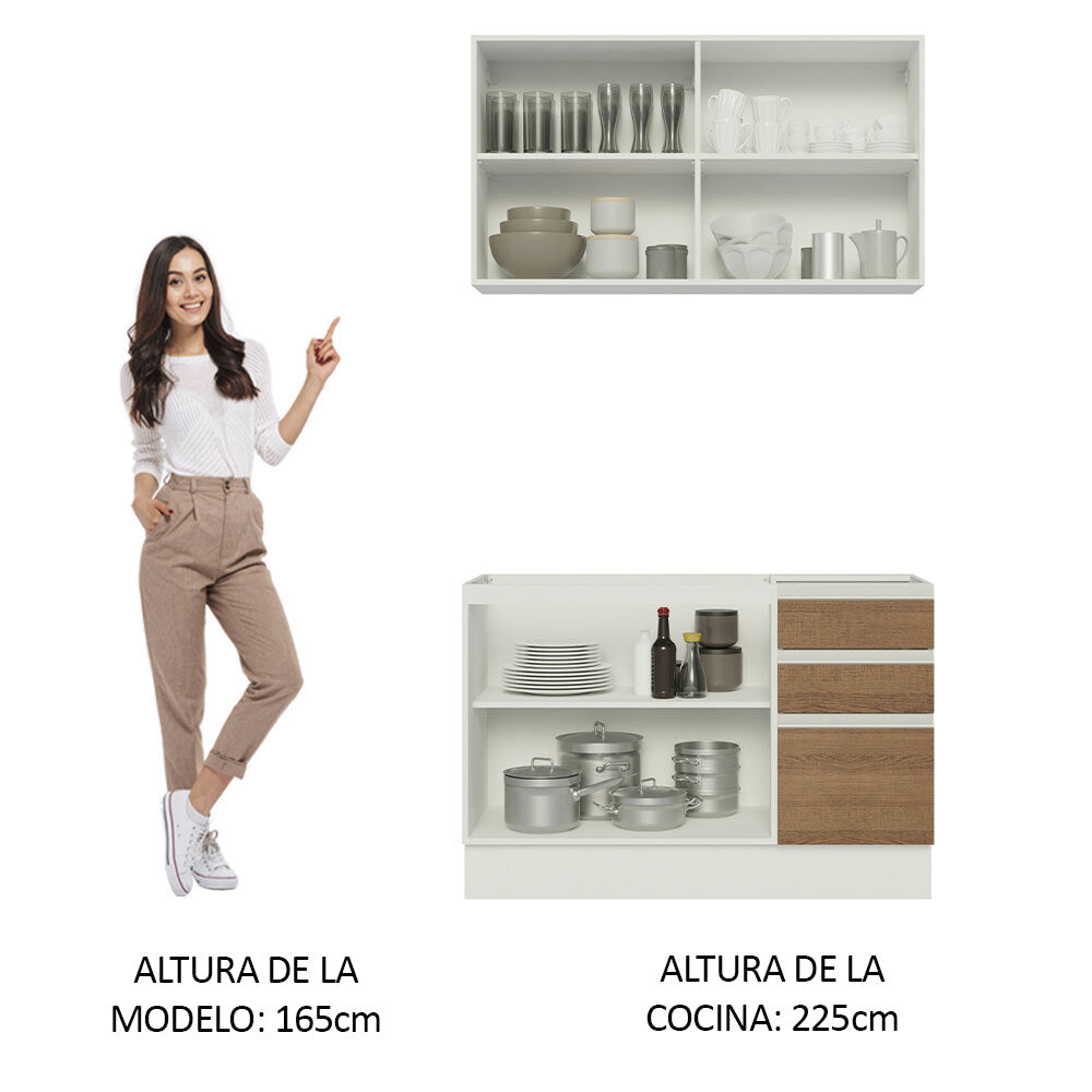 Combo de Cocina Madesa Glamy Sin Mesón De Acero Con 120 Cm