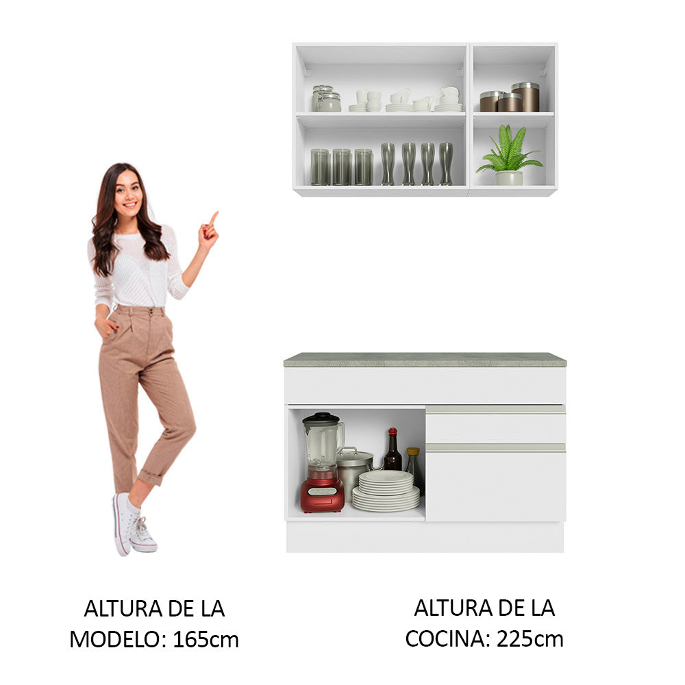Combo de Cocina 120cm Glamy Madesa 08 Blanco
