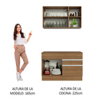 Cocina Compacta 120 cm 3 Puertas 2 Cajones Marrón Glamy Madesa