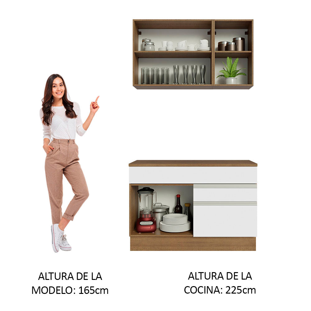 Combo de Cocina 120cm Marrón/Blanco Glamy Madesa 08