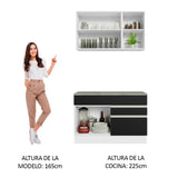 Combo de Cocina 120cm Glamy Madesa 08 Blanco/Negro