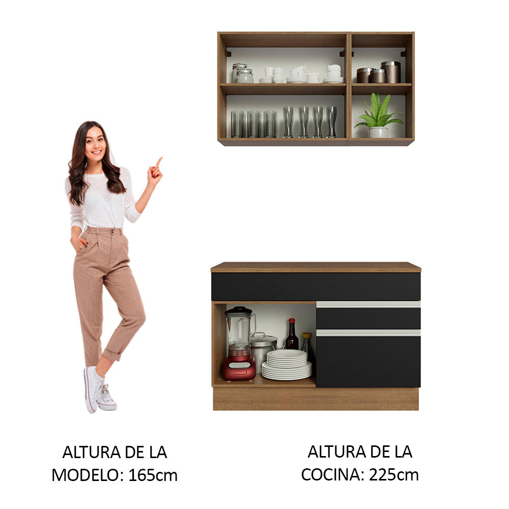 Combo de Cocina 120cm Glamy Madesa 08 Marrón/Negro