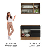 Combo de Cocina 120cm Glamy Madesa 08 Marrón/Negro