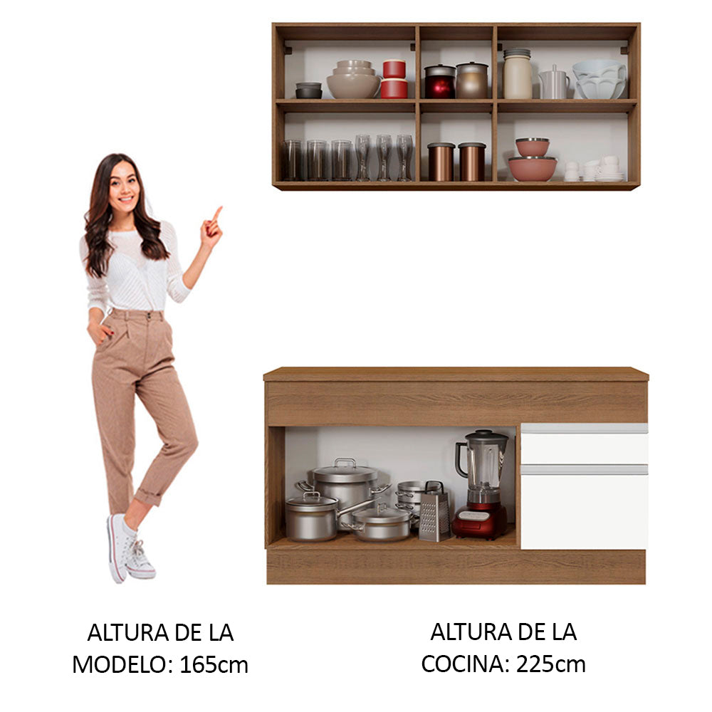 Combo de Cocina 150cm Marrón/Blanco Glamy Madesa 01