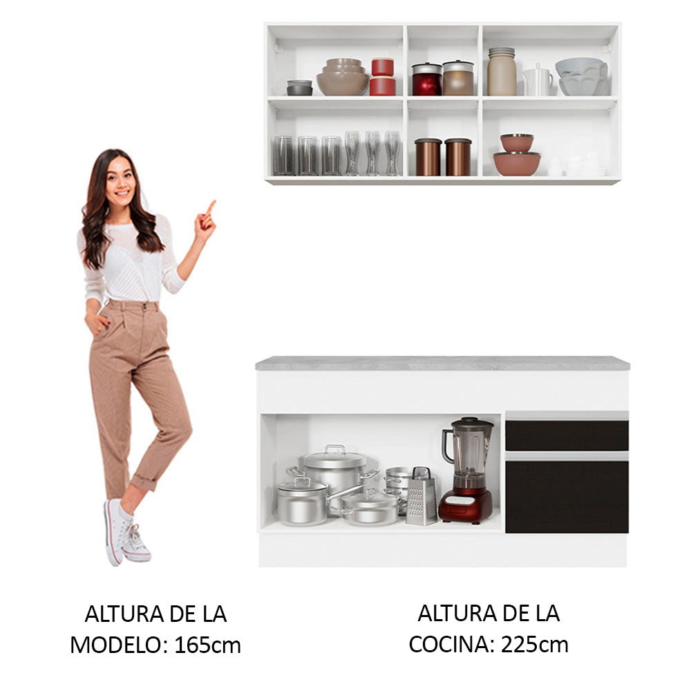 Combo de Cocina 150cm Madesa Glamy Blanco/Negro 01