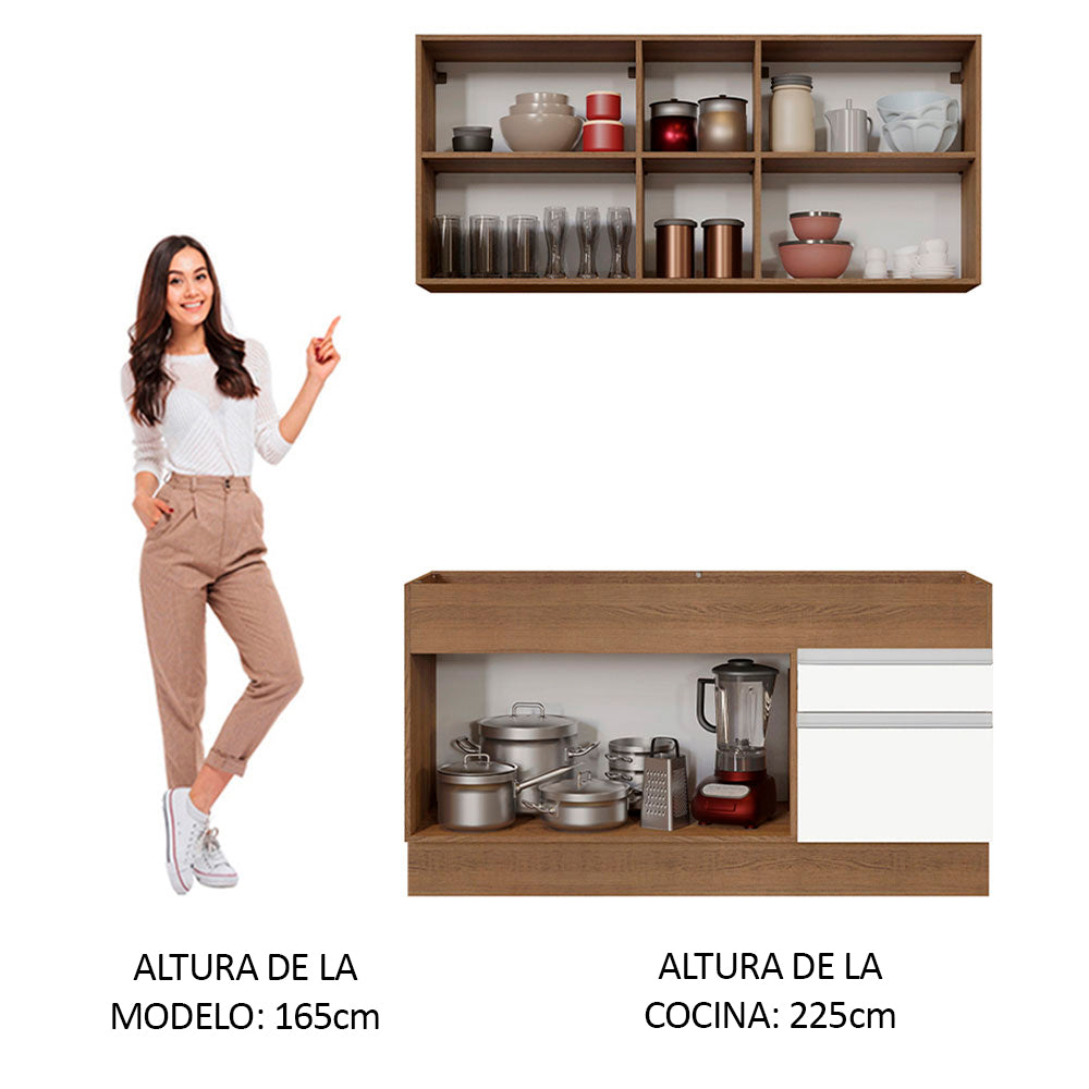 Combo de Cocina 150cm Marrón/Blanco Glamy Madesa 02