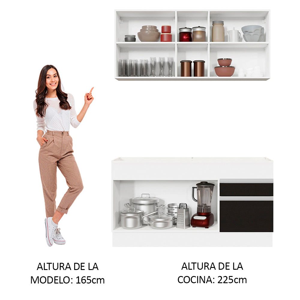 Combo de Cocina 150cm Madesa Glamy Blanco/Negro 02