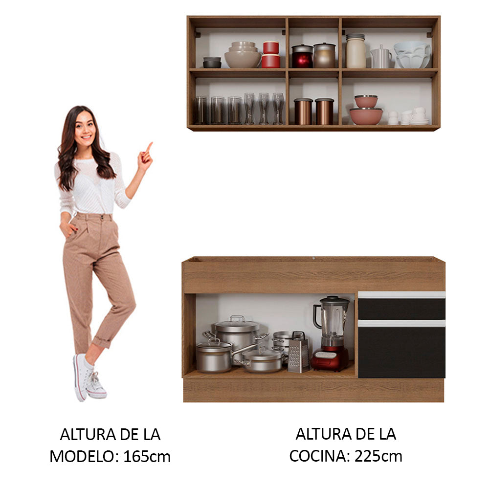 Combo de Cocina 150cm Madesa Glamy Marrón/Negro 02