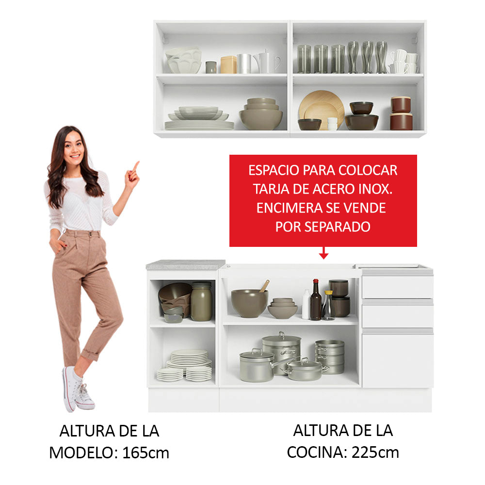 Combo de Cocina Madesa Glamy Sin Mesón De Acero 160 Cm