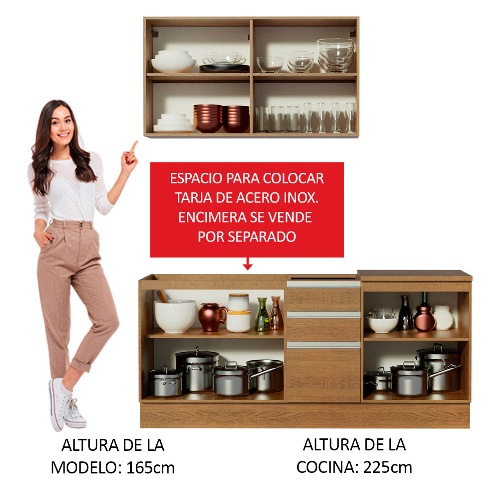 Combo de Cocina 180cm Marrón Milão Madesa 02