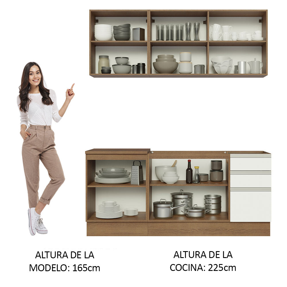 Combo de Cocina 180cm Marrón/Blanco Glamy Madesa 05