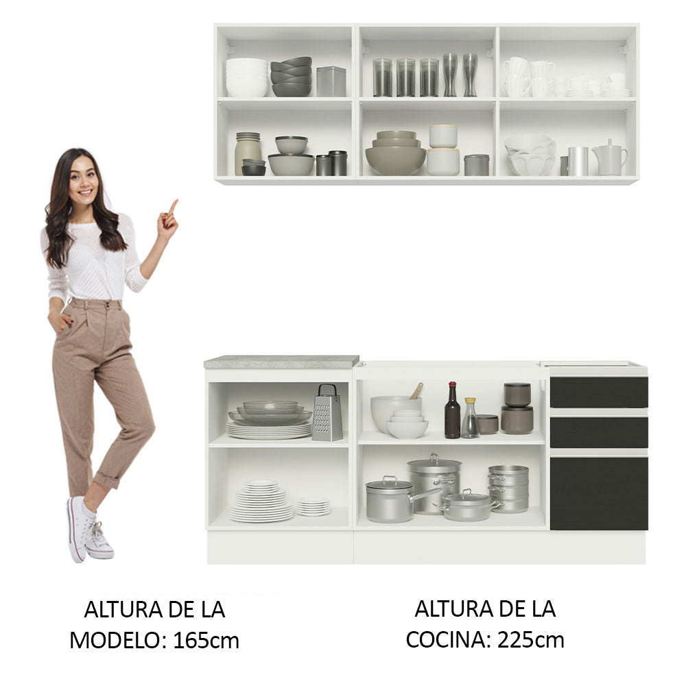 Combo de Cocina 180cm Madesa Glamy Blanco/Negro 05