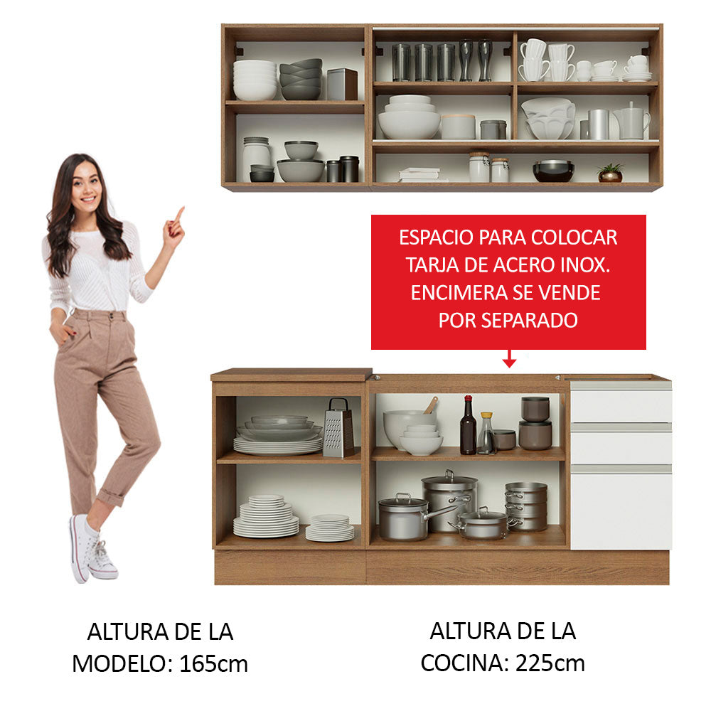 Combo de Cocina 180cm Marrón/Blanco Glamy Madesa 06