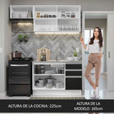 Combo de Cocina Compacta 180cm Blanco/Negro Glamy Madesa 09