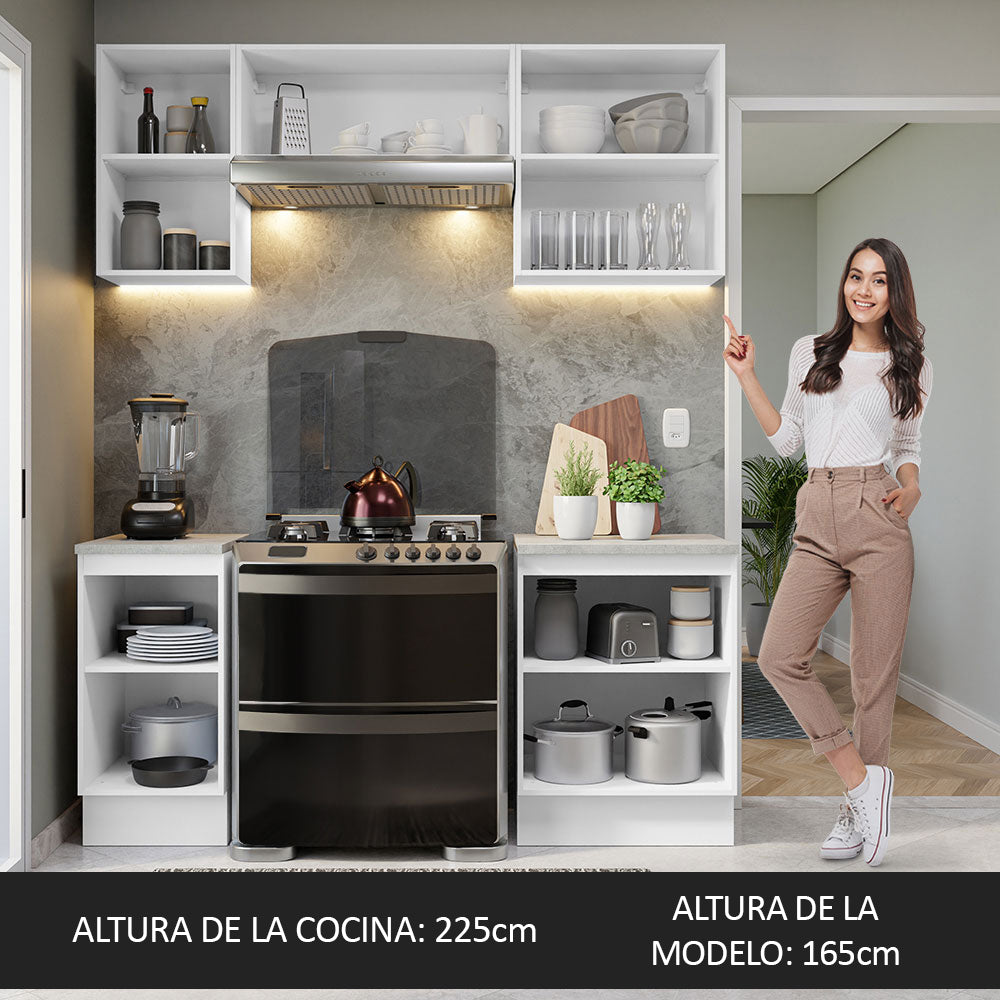 Combo de Cocina Compacta 180cm Blanco/Negro Glamy Madesa 12