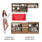 Cocina Compacta 200 cm 7 Puertas 3 Cajones Sin Mesada Marrón Glamy Madesa