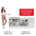 Cocina Compacta 200 cm 4 Puertas 3 Cajones Sin Mesada Blanco Glamy Madesa