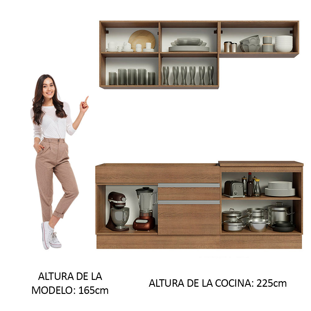 Combo de Cocina 200cm Marrón Glamy Madesa 07