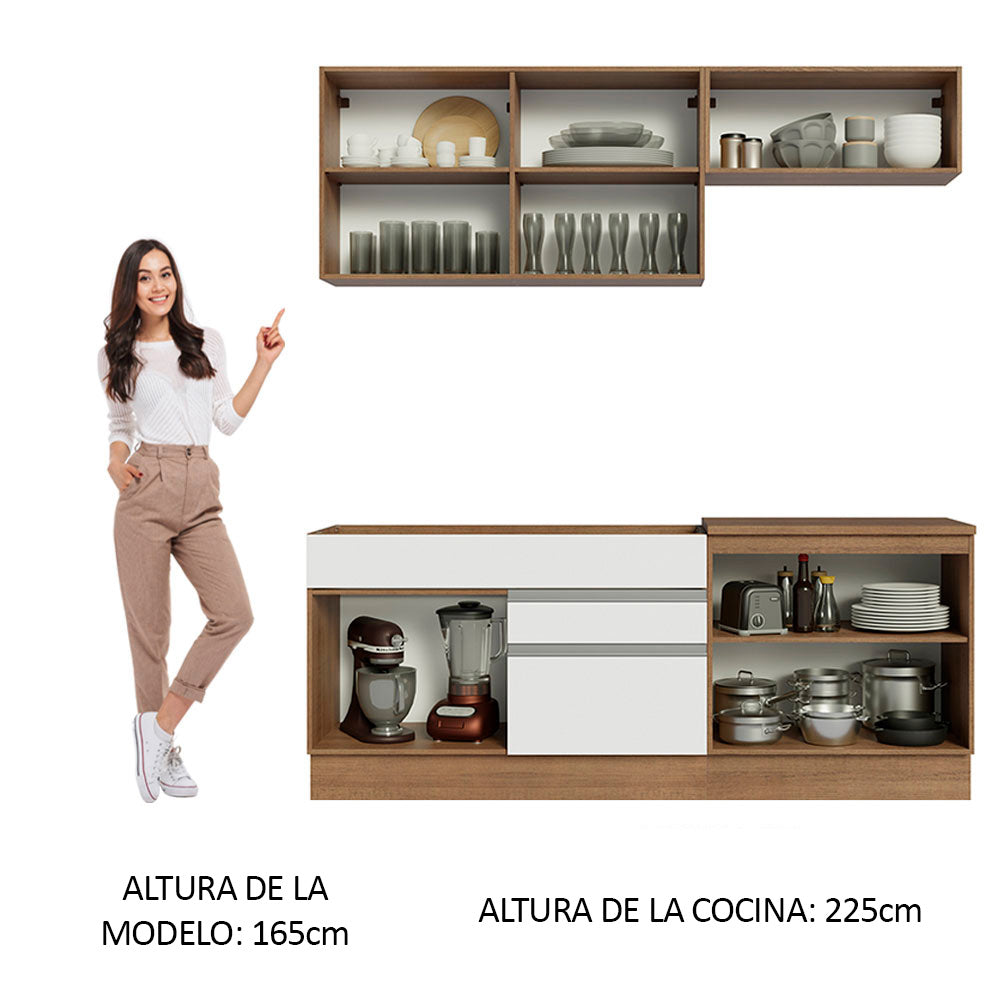 Combo de Cocina 200cm Marrón/Blanco Glamy Madesa 07