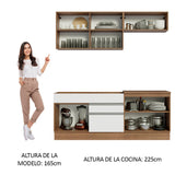 Combo de Cocina 200cm Marrón/Blanco Glamy Madesa 07