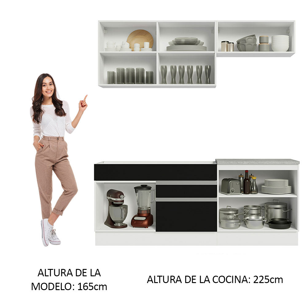 Combo de Cocina Madesa Glamy 200cm Blanco/Negro 07