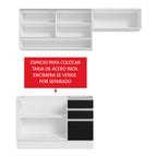 Cocina Compacta 200 cm 5 Puertas 3 Cajones Sin Mesada Blanco/Negro Glamy Madesa