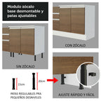 Cocina Compacta 200 cm 5 Puertas 3 Cajones Sin Mesada Blanco/Marrón Glamy Madesa
