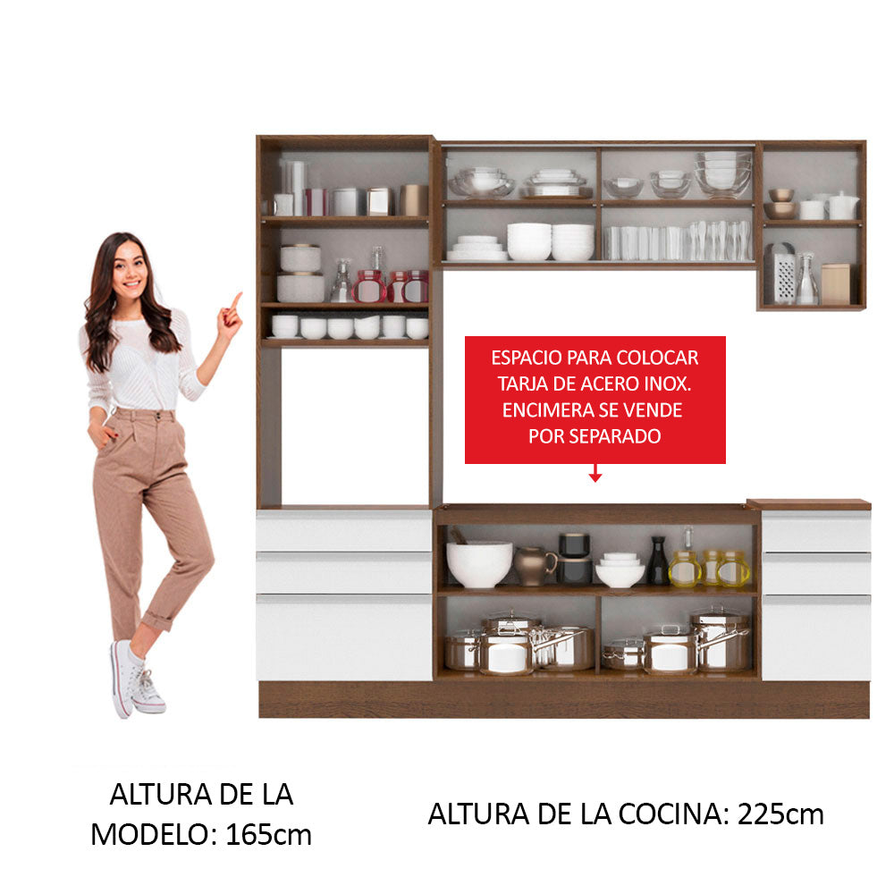 Combo completo de Cocina 220cm Marrón/Blanco Glamy Madesa 01