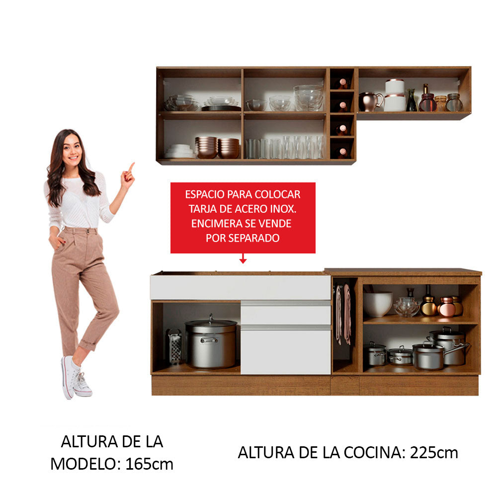 Combo completo de Cocina Madesa Glamy 220cm Marrón/Blanco/Negro 02