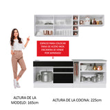 Combo completo de Cocina Compacta Madesa Glamy 220cm Blanco/Negro/Marrón 02