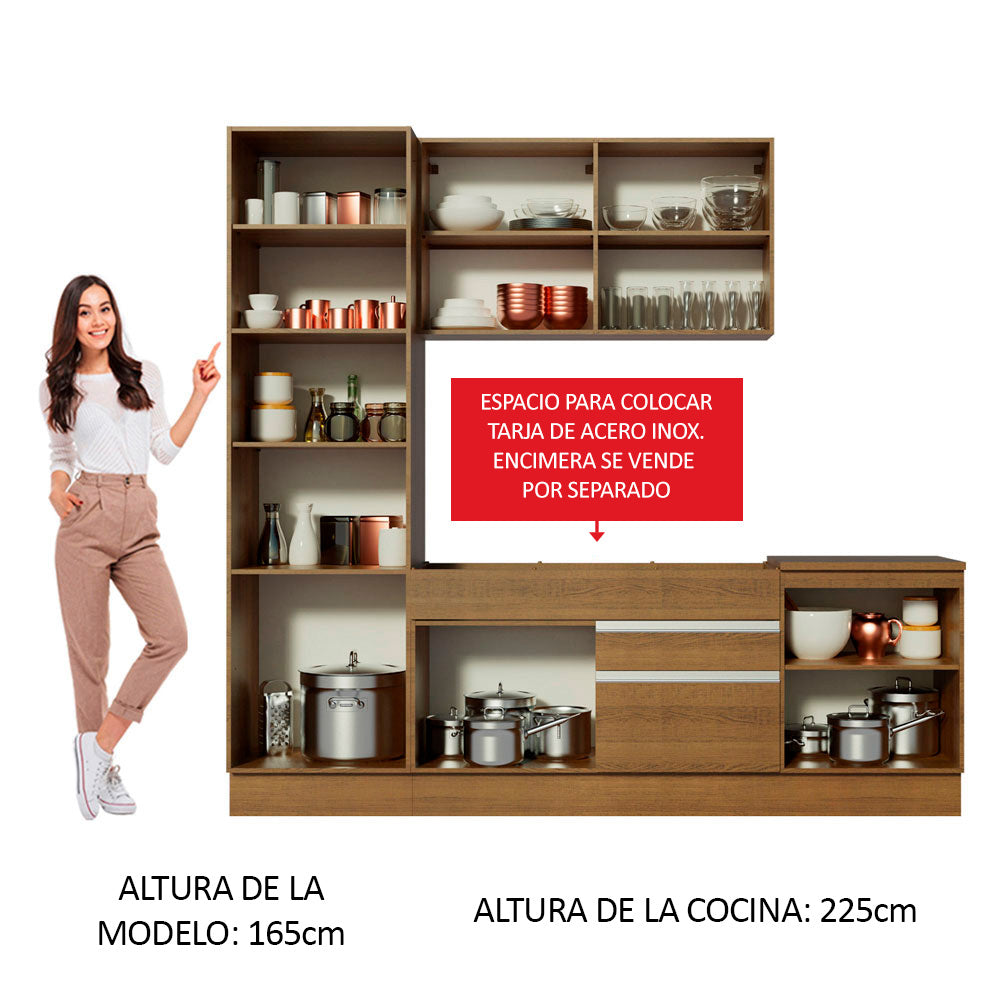 Combo completo de Cocina 240cm Marrón Bari Madesa 01