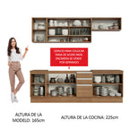 Combo completo de Cocina 240 cm 9 Puertas 3 Cajones Sin Mesada Marrón Glamy Madesa