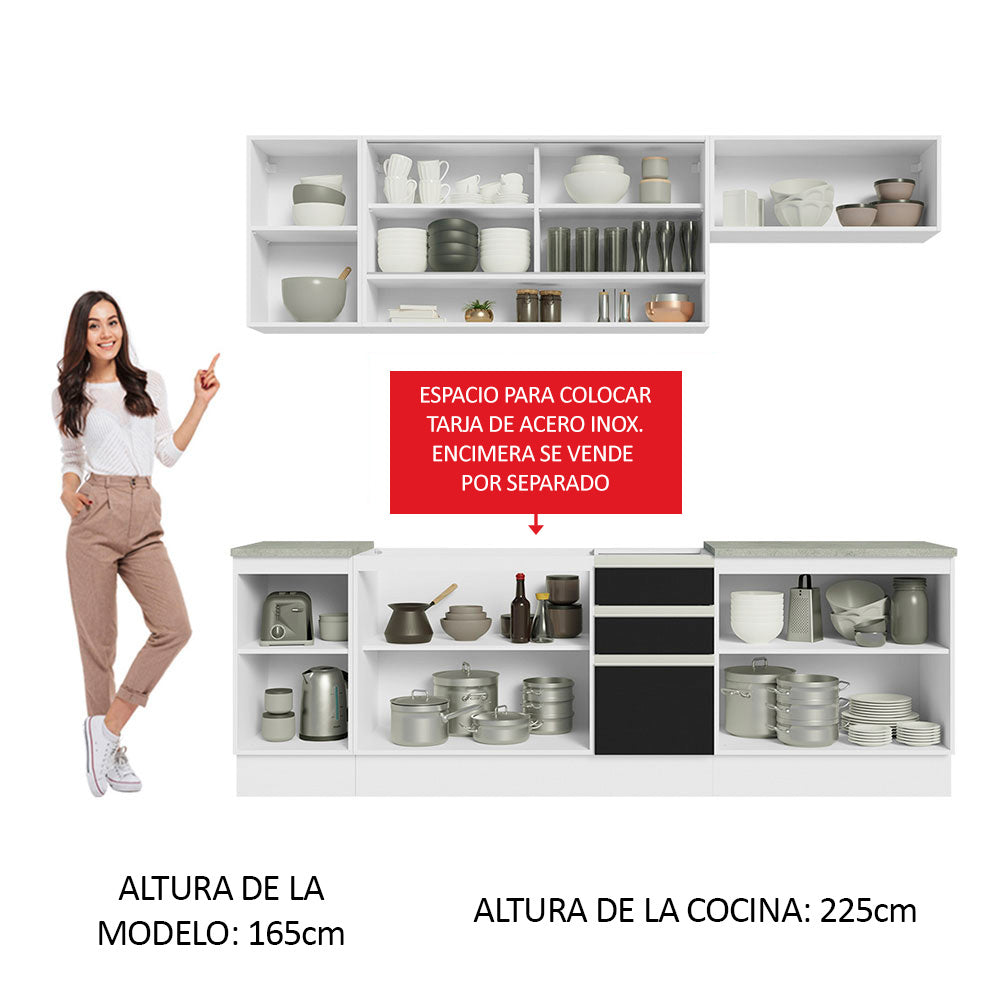 Combo completo de Cocina Madesa Glamy 240cm Blanco/Negro 03