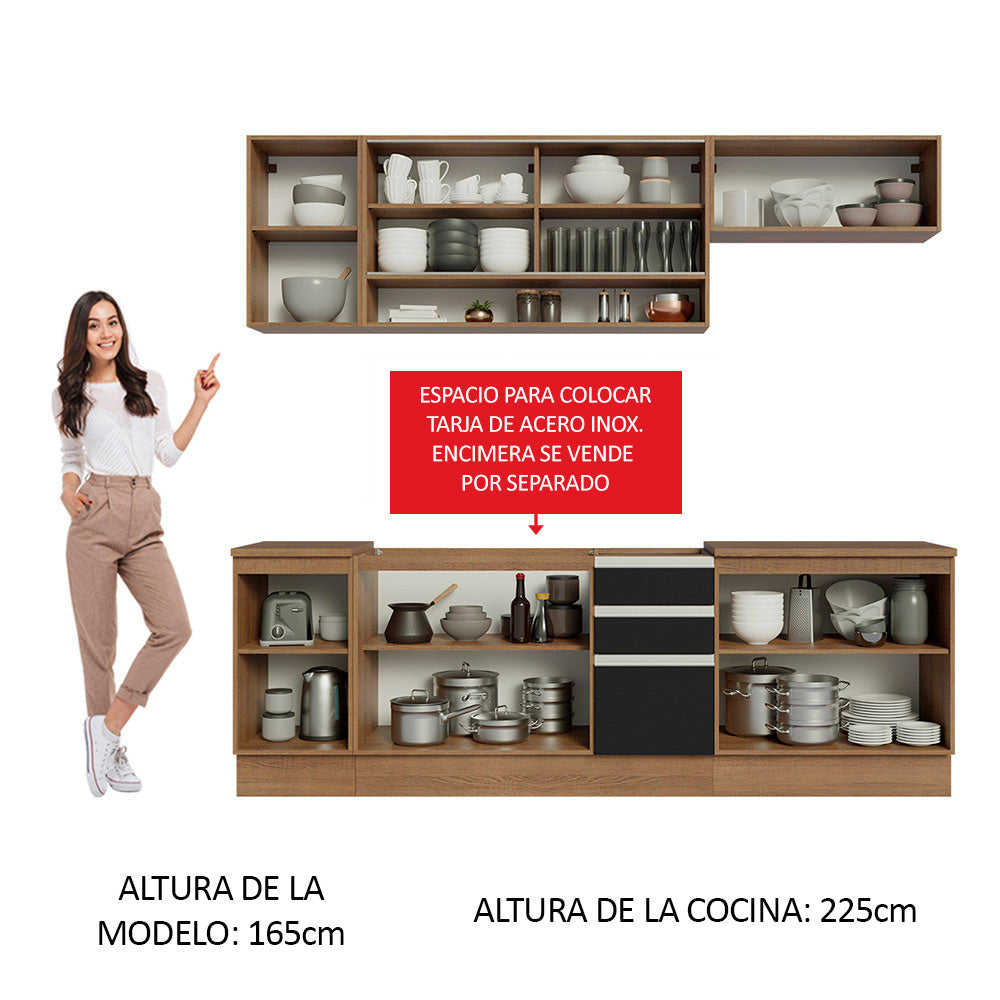 Combo completo de Cocina Madesa Glamy 240cm Marrón/Negro 03
