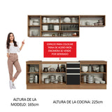 Combo completo de Cocina Madesa Glamy 240cm Marrón/Negro 03
