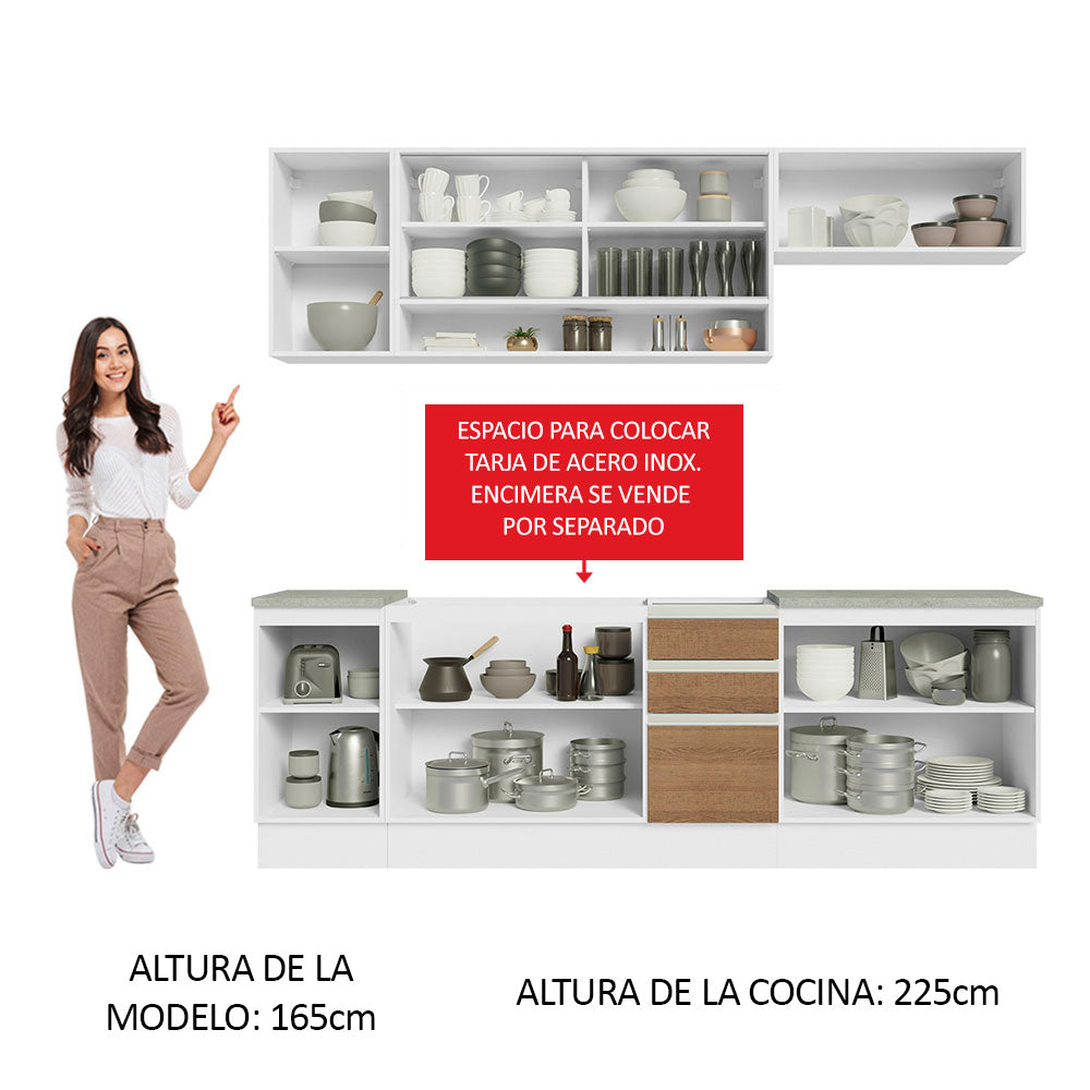 Combo completo de Cocina Madesa Glamy Sin Mesón De Acero 240 Cm